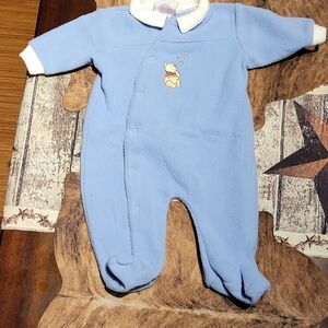 Disney Blue Baby Footie with Winnie the Pooh